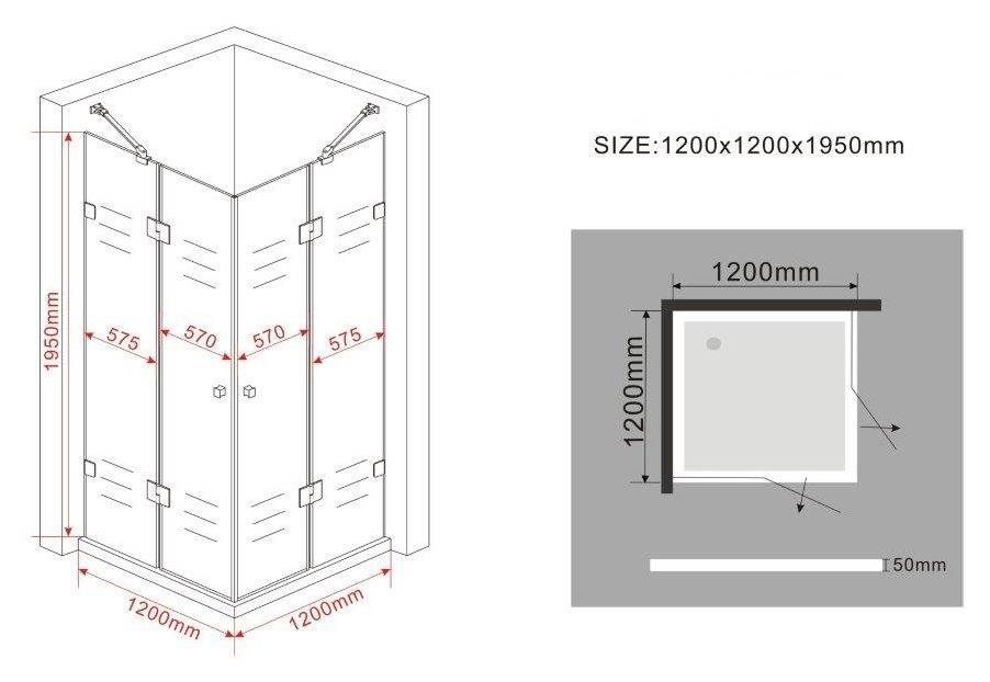 Luxor Douchecabine hoekinstap 120x120x195 cm - frame loze glas
