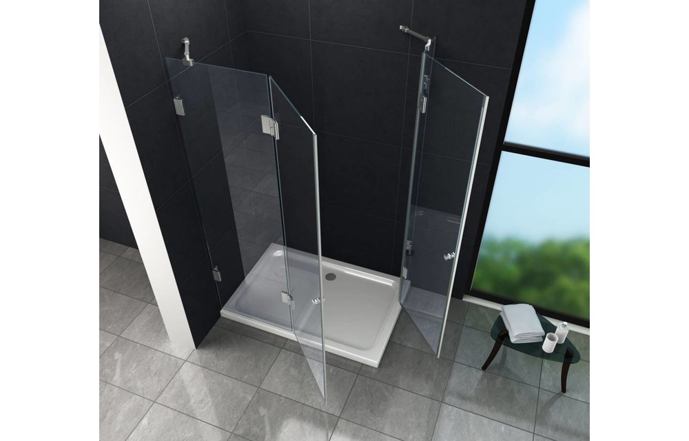 Luxor Douchecabine 100x90x195 cm hoek instap frameloos glas