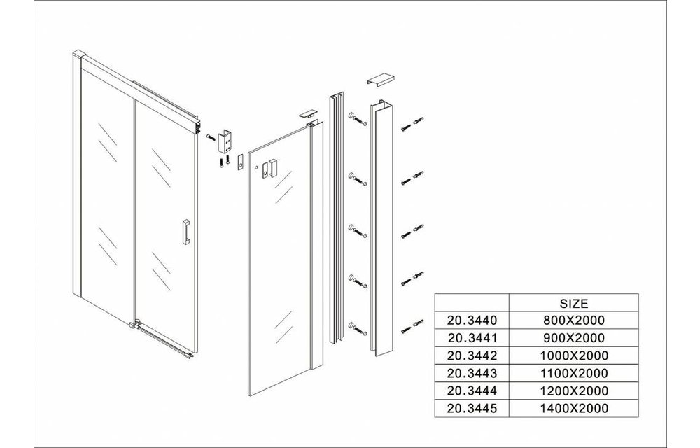 Side zijwand voor Softclose 2.0 schuifdeur 140 cm 8 mm Nano