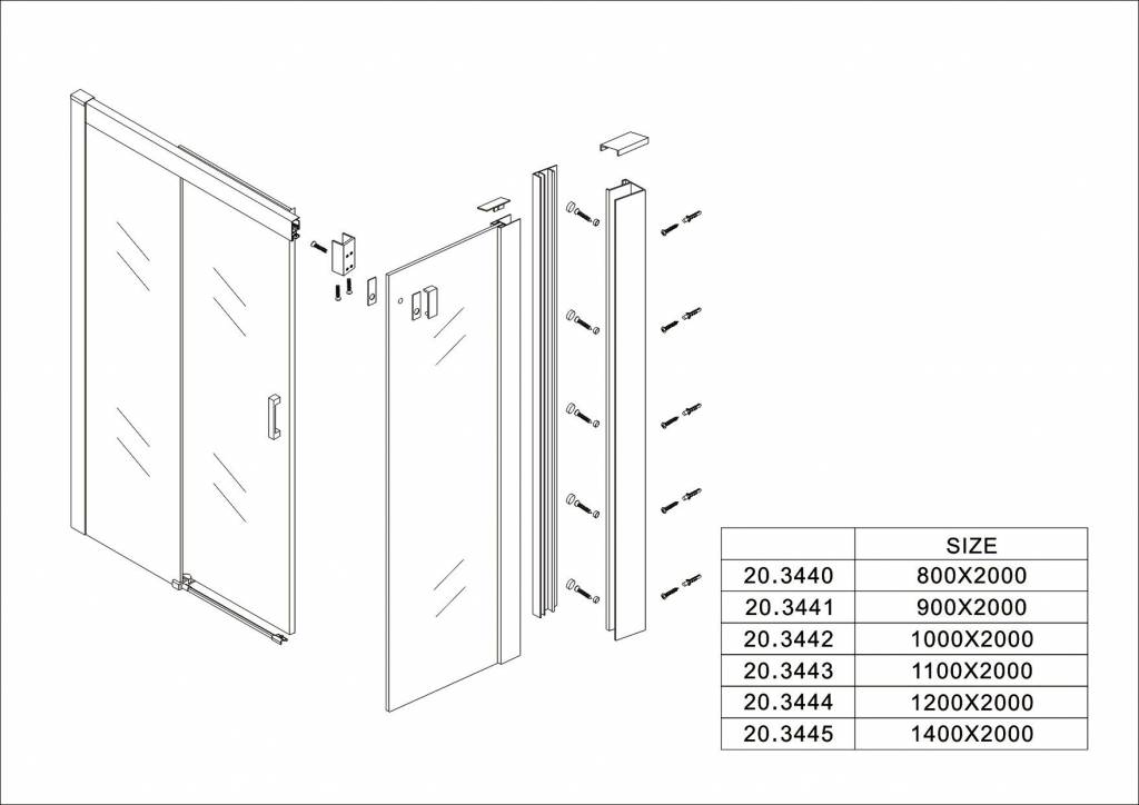Side zijwand voor Softclose 2.0 schuifdeur 140 cm 8 mm Nano