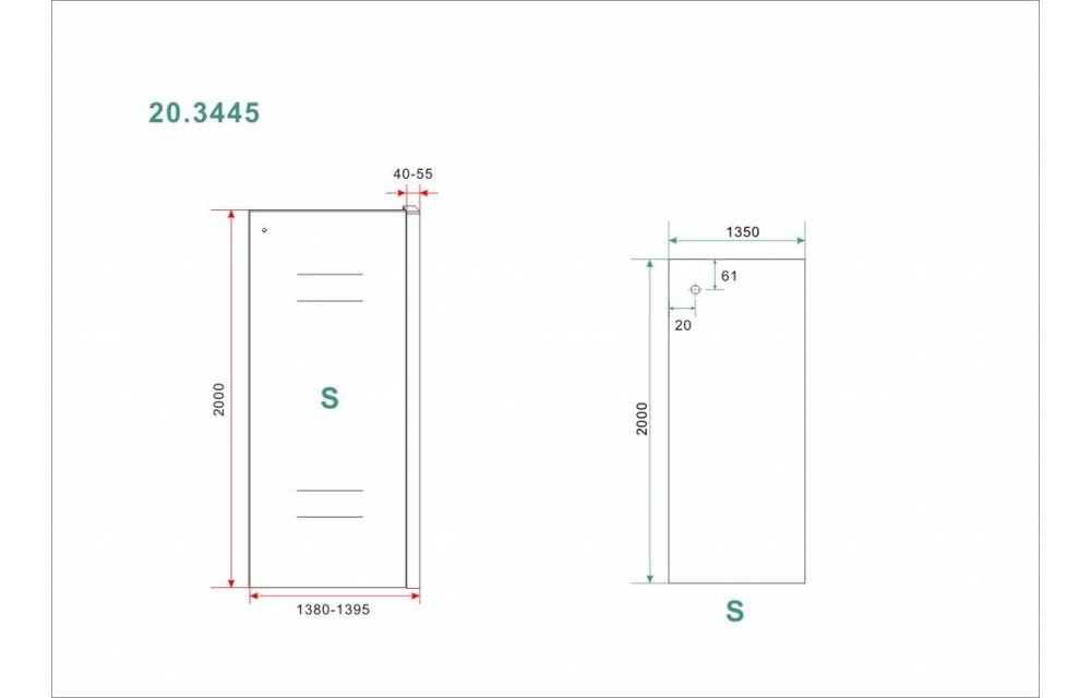 Side zijwand voor Softclose 2.0 schuifdeur 140 cm 8 mm Nano