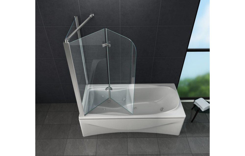 ROUND 75 cm hoek vouwdeur douchewand voor bad helder glas