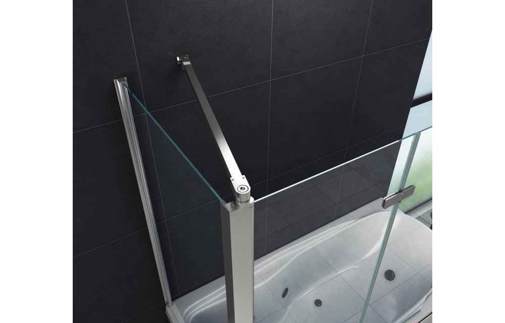 ROUND 75 cm hoek vouwdeur douchewand voor bad helder glas