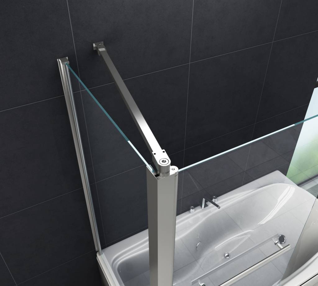UNI Hoek badwand 80 cm met handdoek houder