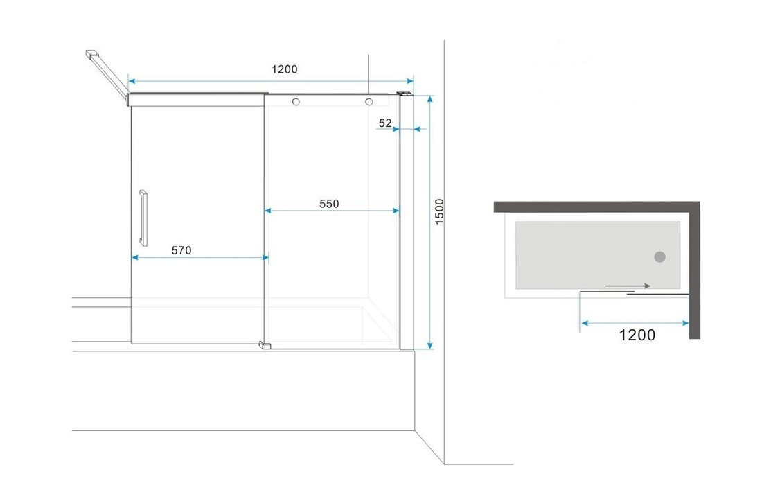 Move Schuifdeur douchewand voor bad 120x150 cm helder glas