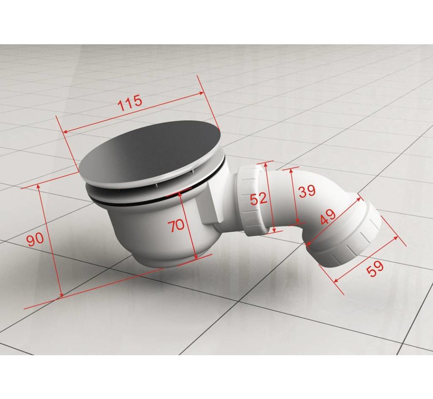 Douchebakafvoer voor Ø 90mm afvoergat Sanidream.nl