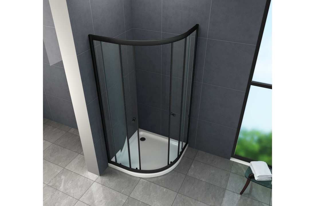 Friso douchecabine kwartrond met hoek instap 90x90x190 cm - matzwart