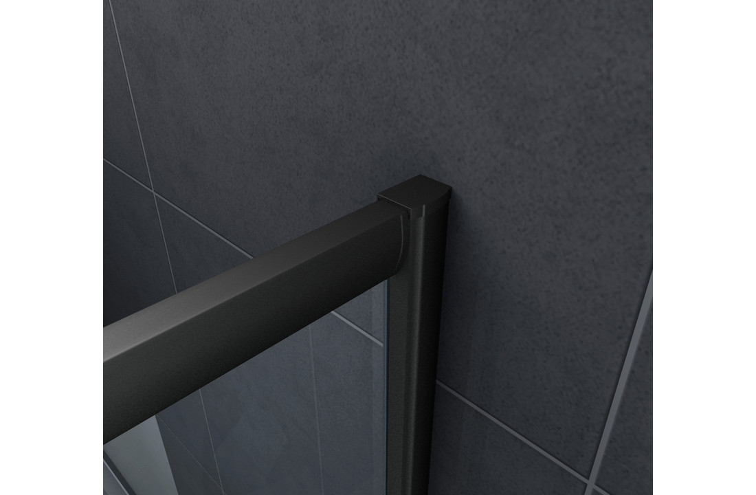 Friso douchecabine kwartrond met hoek instap 90x90x190 cm - matzwart