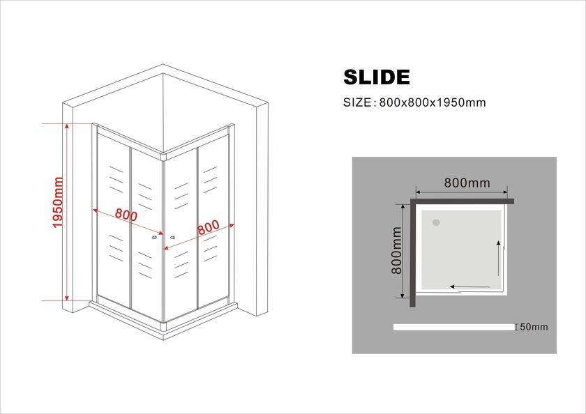 Slide Douchecabine Hoekinstap Schuifdeuren 80x80x195 cm Matzwart
