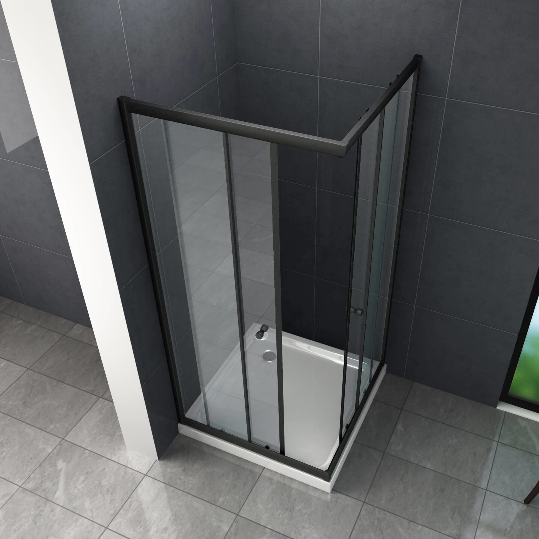 SLIDE Douchecabine Hoekinstap Schuifdeuren 90x90x195 cm Matzwart