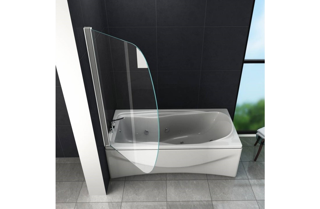 LUNA Douchewand voor Bad 90x140 cm gedeeltelijk rond helder glas