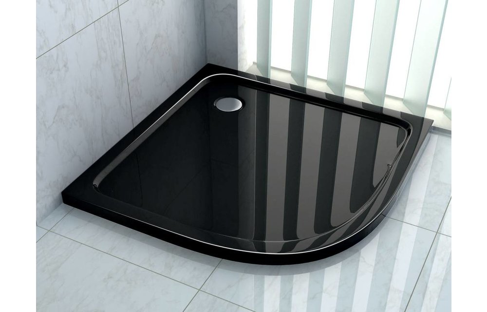 Rheiner douchebak 90x90x5 cm kwartrond zwart