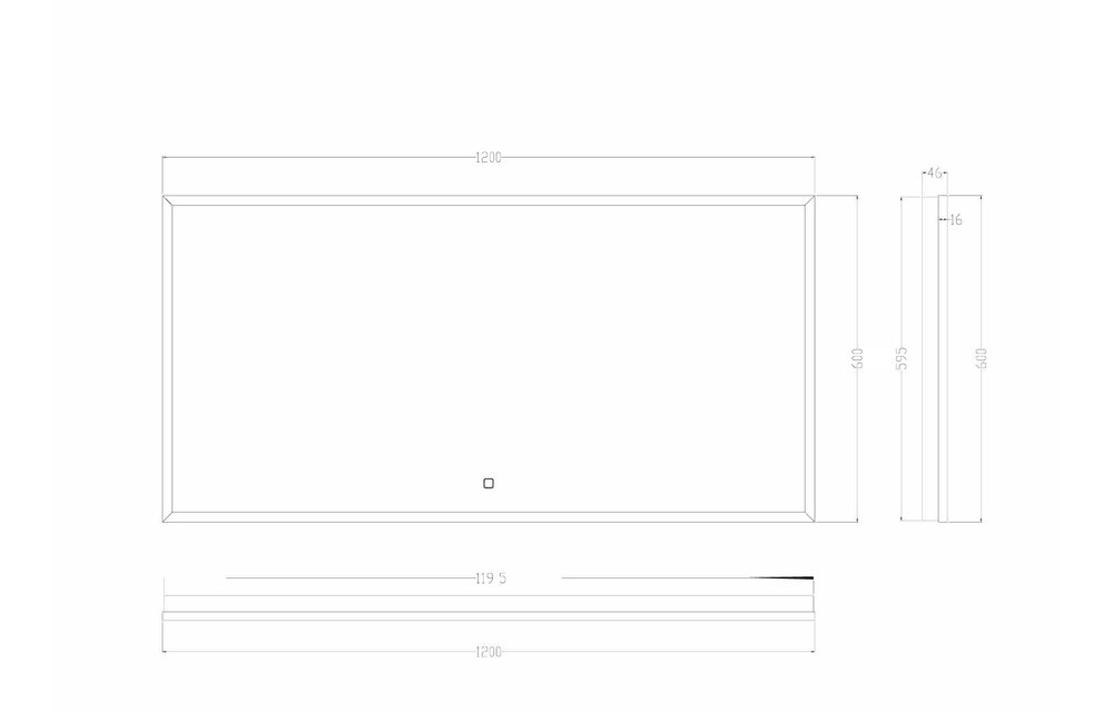 Wiesbaden Rechthoek condensvrije & verwarming LED-Spiegel 120x60 cm mat zwart