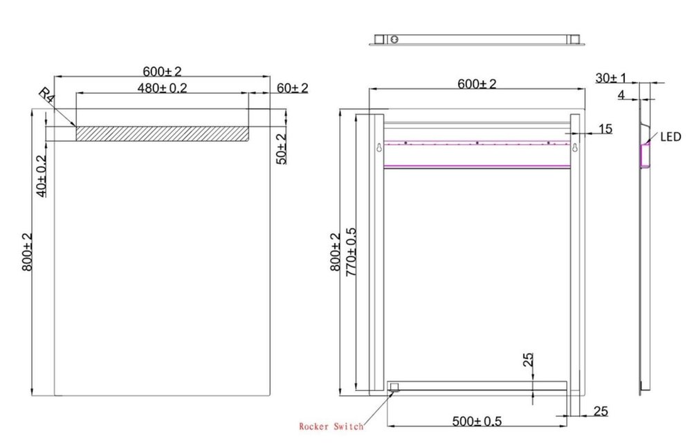 Spiegel met led verlichting 60x80