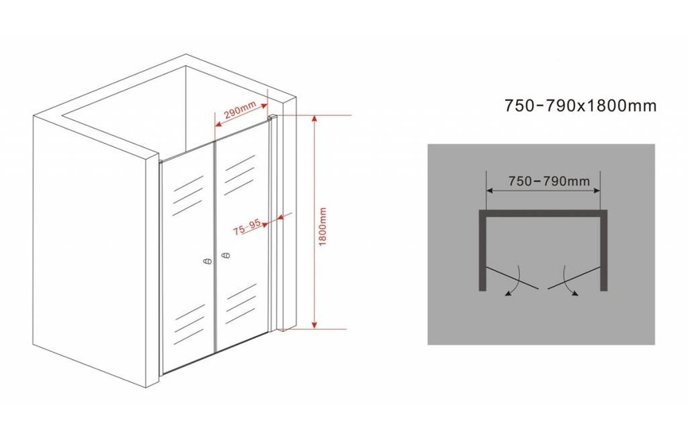 Swing Douchedeur Pendeldeur 75x180 cm Helder Glas