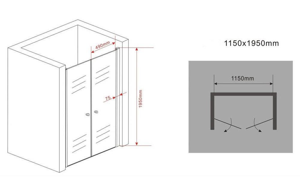 Swing Douchedeur Pendeldeur 115x195 cm Helder Glas
