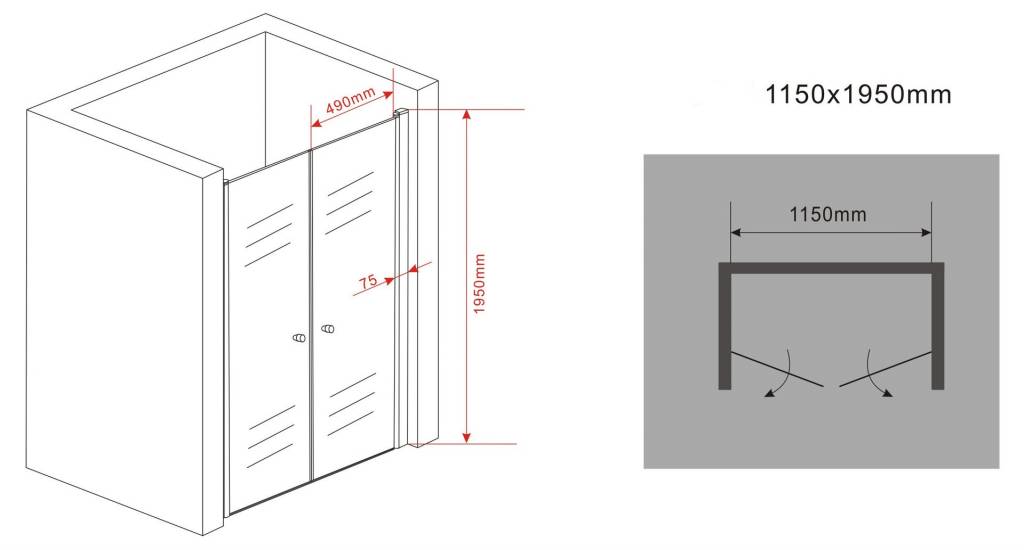 Swing Douchedeur Pendeldeur 115x195 cm Helder Glas