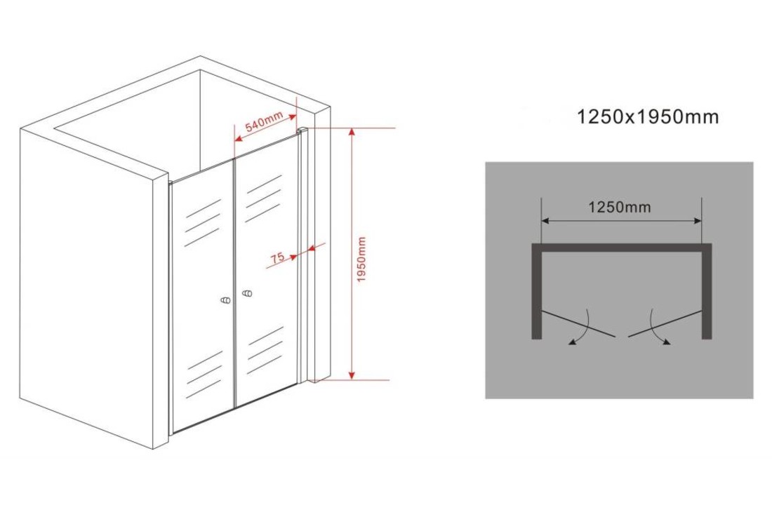 Swing XL Douchedeur Pendeldeur 125x195 cm Helder Glas