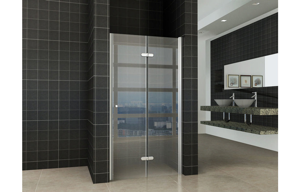 Fold vouwbare douchedeur 90x200 cm nisdeur rechts 8 mm glas