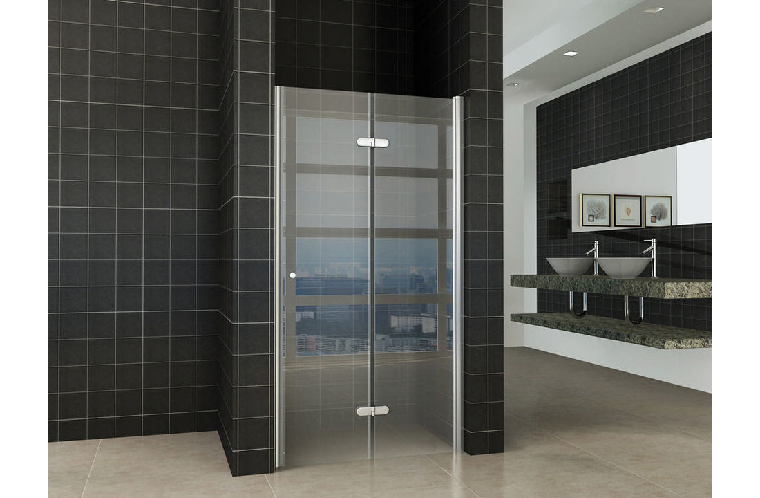 Fold vouwbare douchedeur 90x200 cm nisdeur rechts 8 mm glas