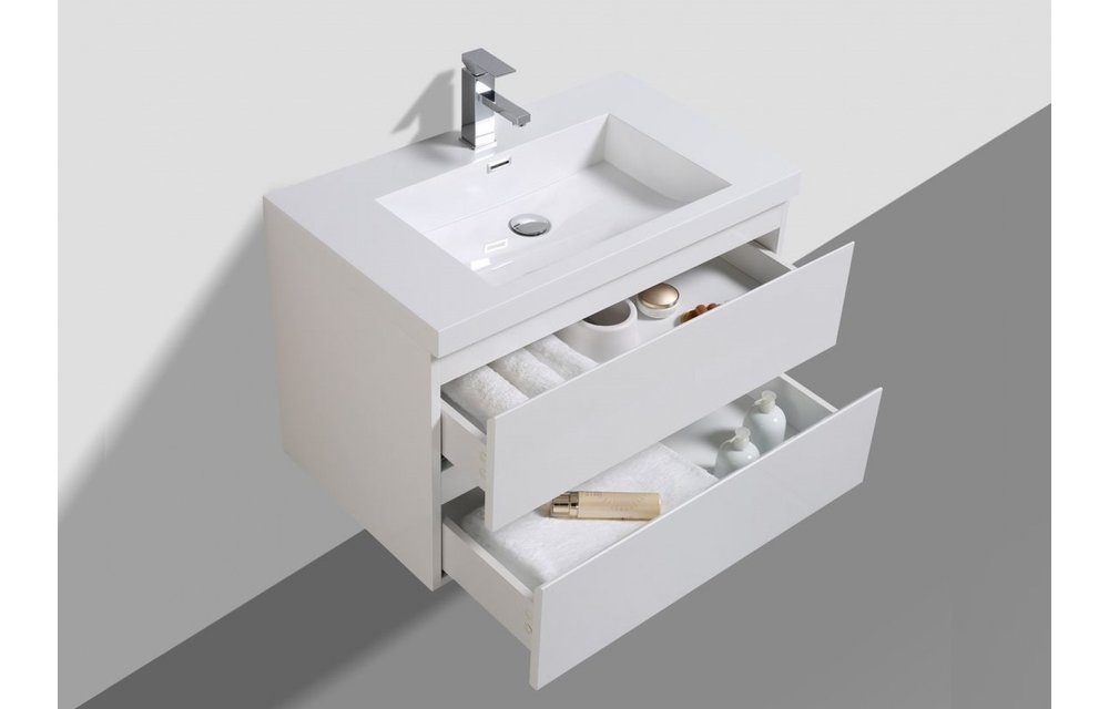STILO Badmeubel greeploos 100 cm hoogglans wit met softclose