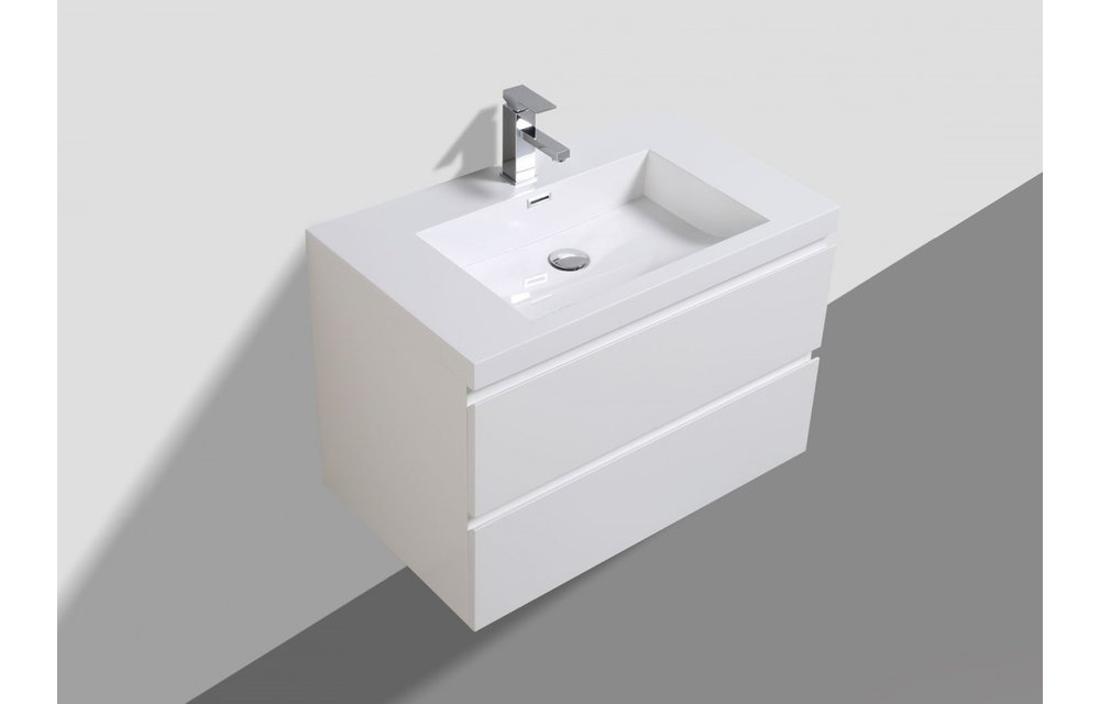 STILO Badmeubel greeploos 100 cm hoogglans wit met softclose