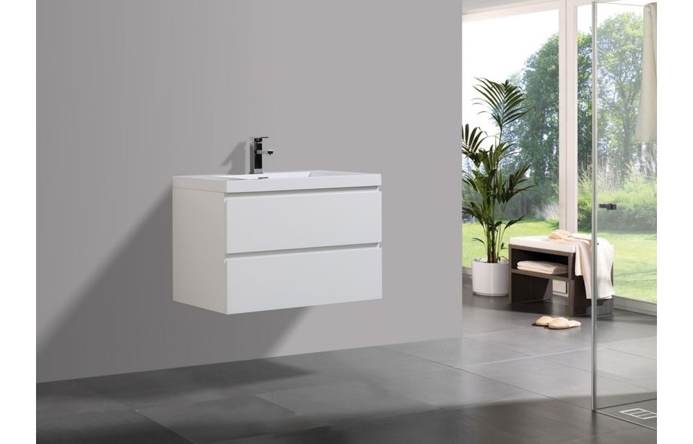 STILO Badmeubel greeploos 100 cm hoogglans wit met softclose