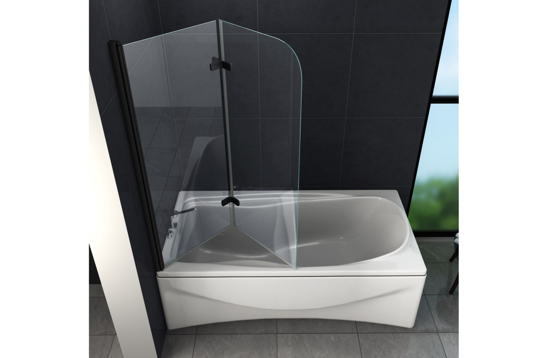 Brize 100x140 cm mat zwart bad douchescherm vouwdeur helder glas