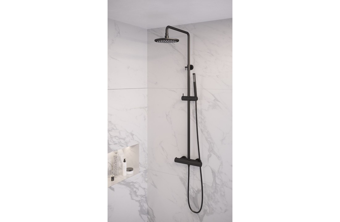Brauer Black Edition thermostatische regendouche opbouwset mat zwart