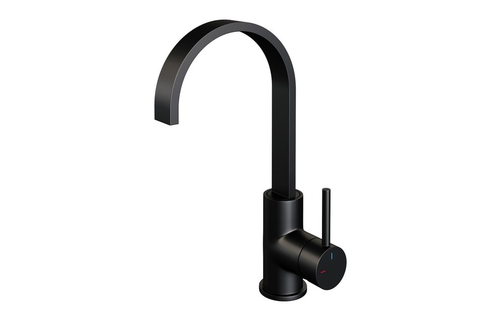 Brauer Black Edition platte wastafelkraan opbouw draaibare uitloop chroom