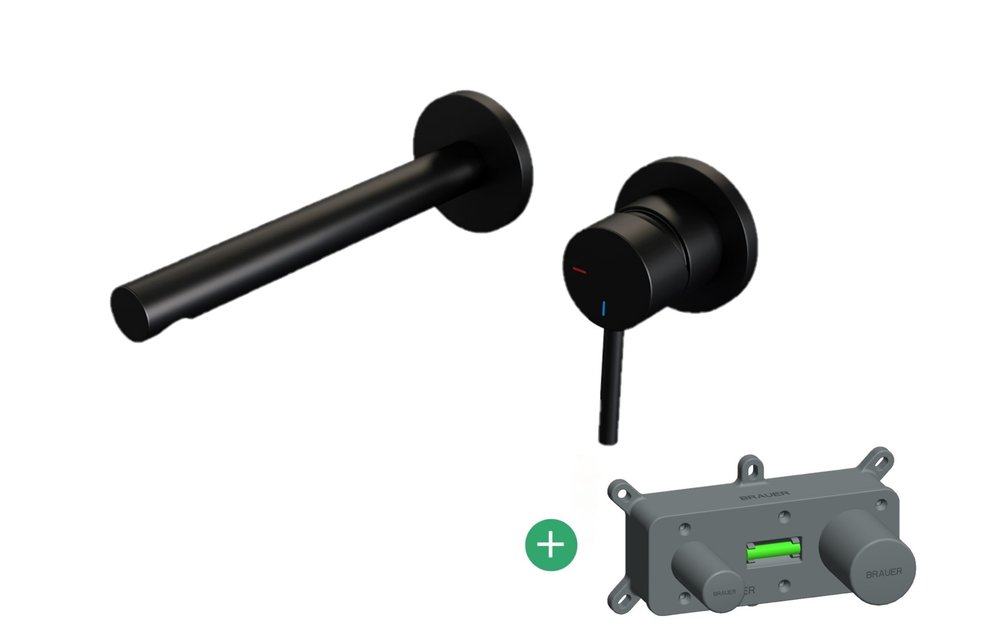 Brauer Black Edition inbouw wastafelkraan - inclusief inbouwdeel Mat Zwart PVD