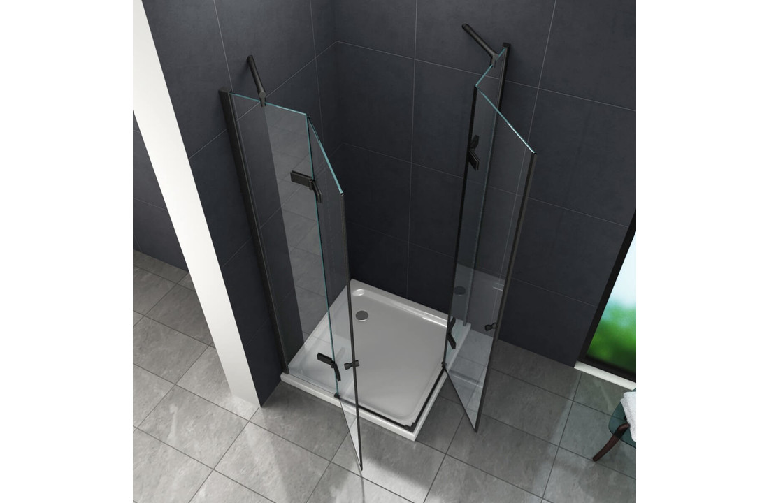 Mat zwarte douchecabine 90x90x195 cm hoek-instap douchecabine kleurvast