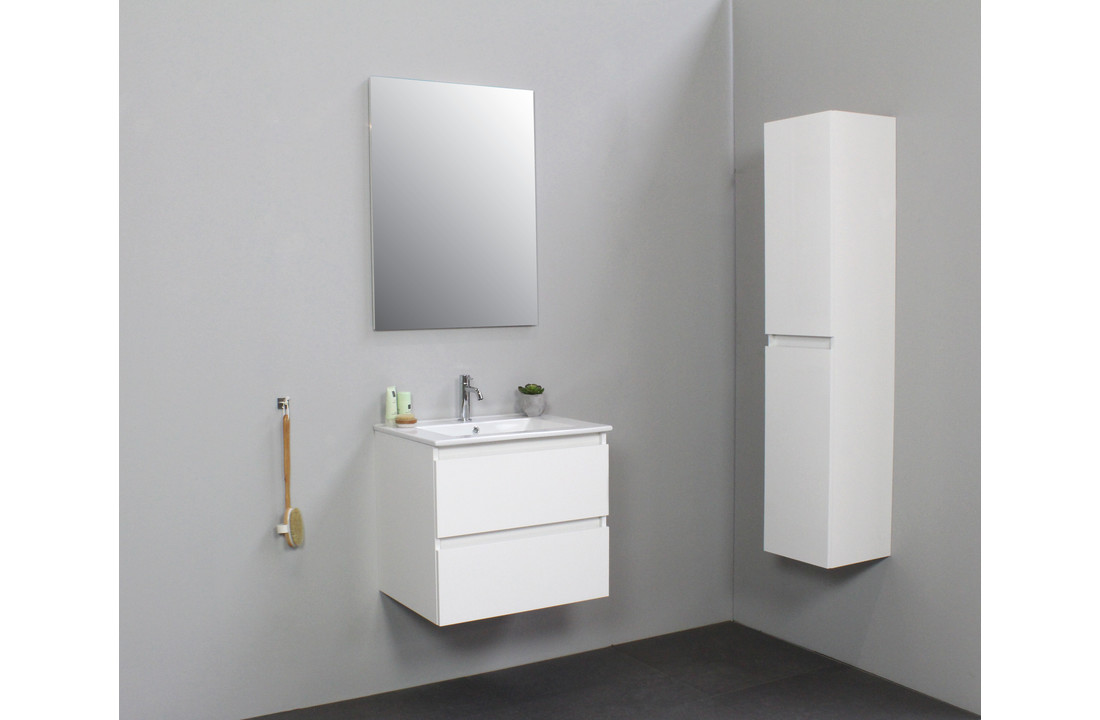 Stef Badmeubelset met wastafel 60x46x55 cm Hoogglans wit/Porselein