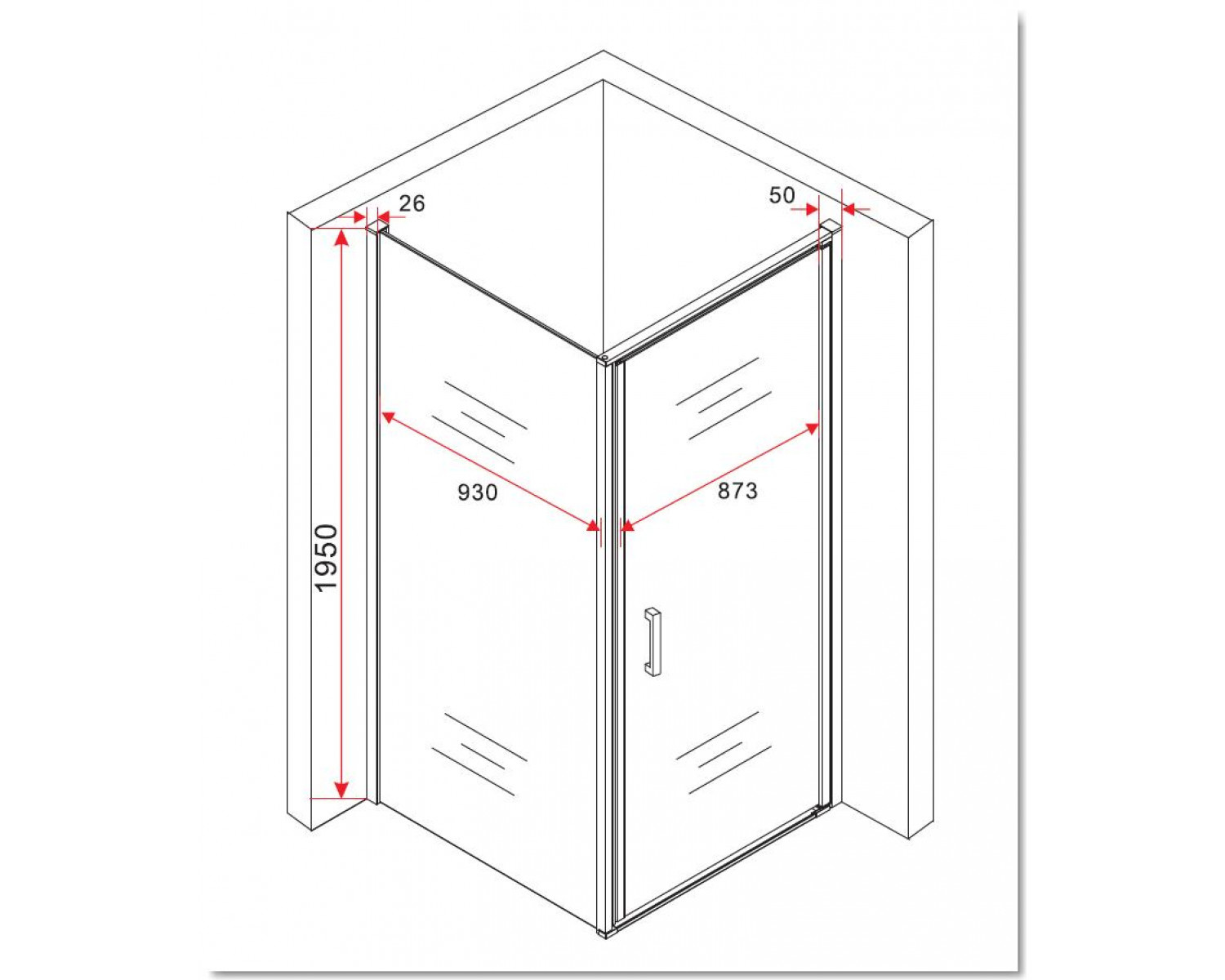 Setel Douchecabine 100x100 cm Zij Instap Vierkant 8 mm - mat zwart