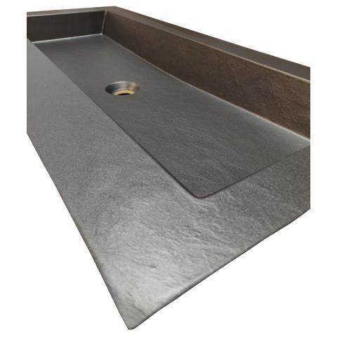 Stef badmeubel - 80 cm - matzwart acryl wastafel - 1 kraangat - hoogglans wit