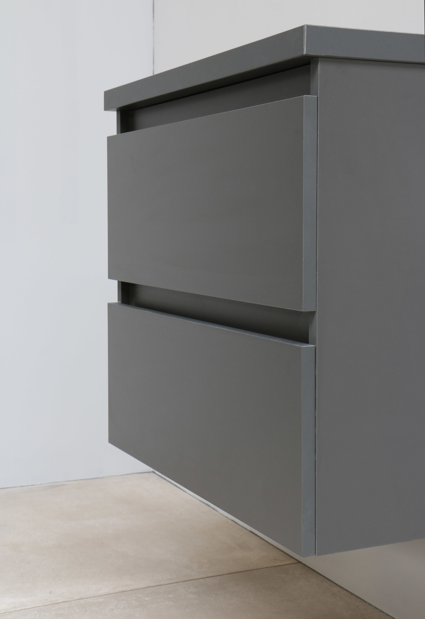 Stef badmeubel - 80 cm - acryl wastafel - 1 kraan gat - mat antraciet onderkast