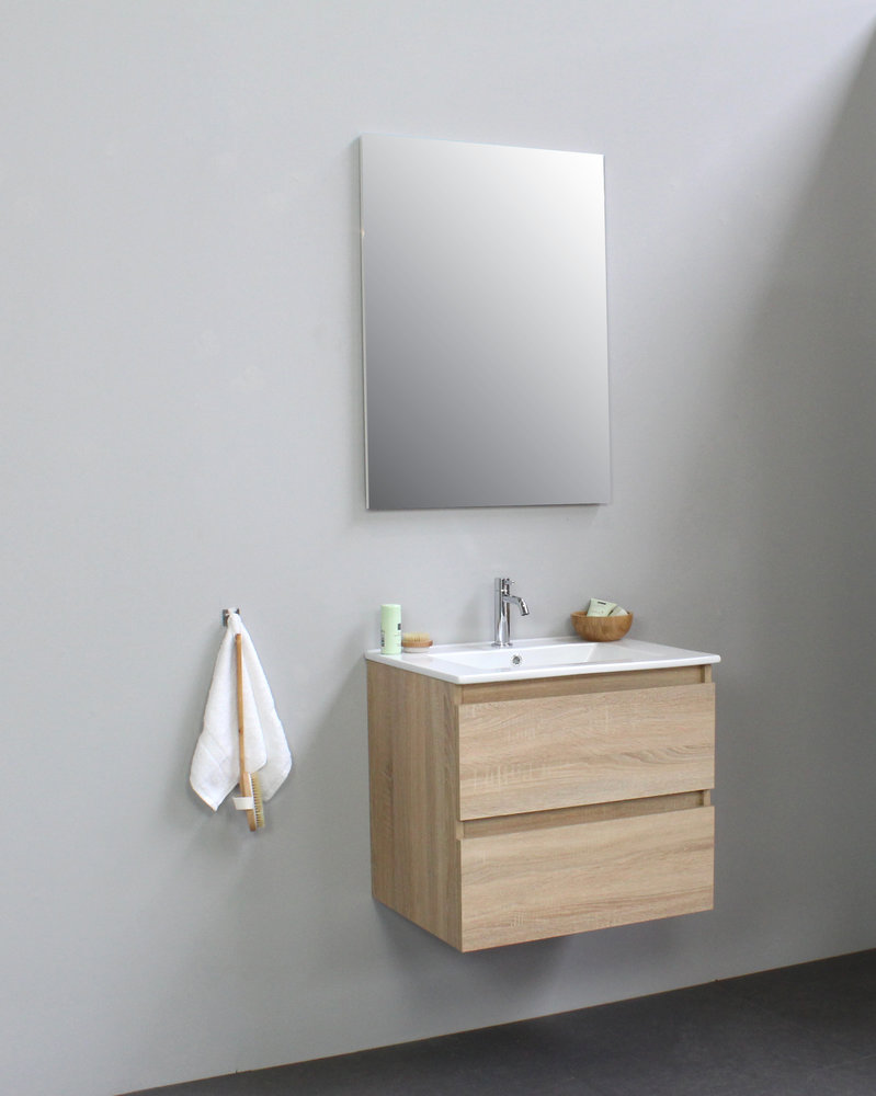 Appartement persoon lila Stef badmeubel - 60 cm - keramische wastafel - met spiegel - Sanidream.nl