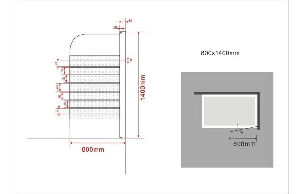 SPA Douchewand voor Bad 80x140 cm gedeeltelijk matglas