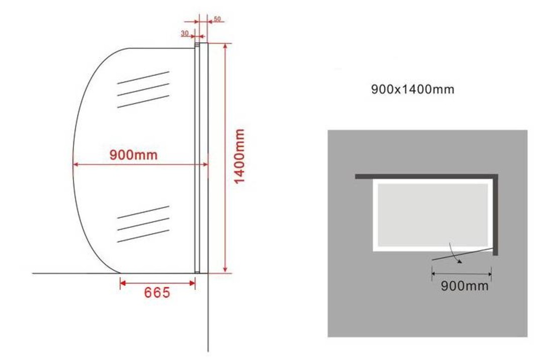LUNA Douchewand voor Bad 90x140 cm gedeeltelijk rond helder glas