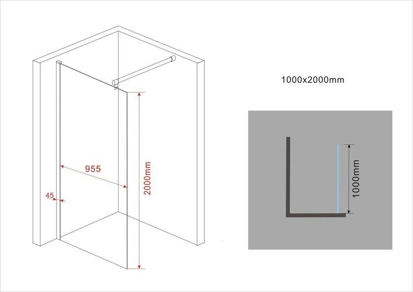 Inloopdouche Aqua-Mirror 10 mm 100 x 200 cm NANO