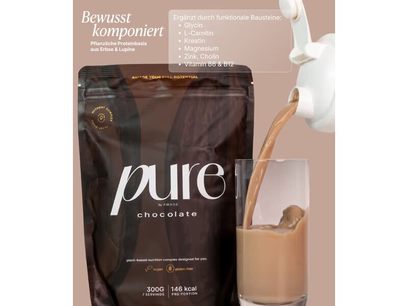 AWAQE PURE Chocolate 300 g – Plant-Based Protein Powder