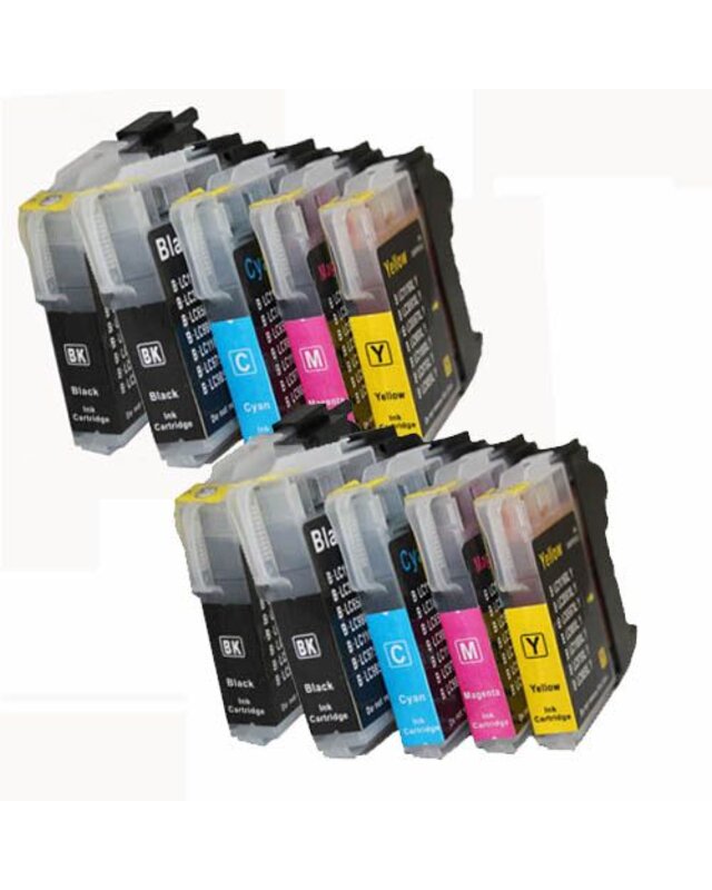 Set 10X alternatief patroon voor Brother Lc980