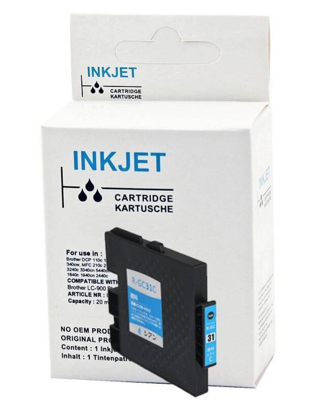 alternatief patroon voor Ricoh Gc21C cyan wit Label