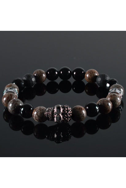 Heren armband Burgundy II Skull