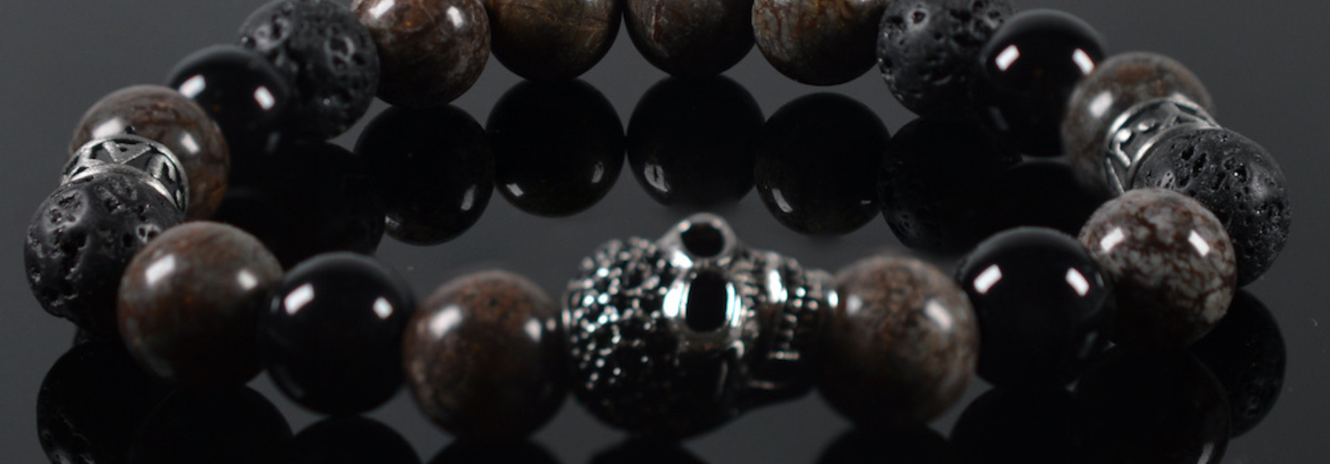 Armband heren Burgundy Doodshoofd