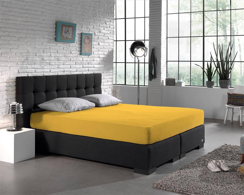 Hoeslaken Dubbel Geweven Jersey 220 gram Geel