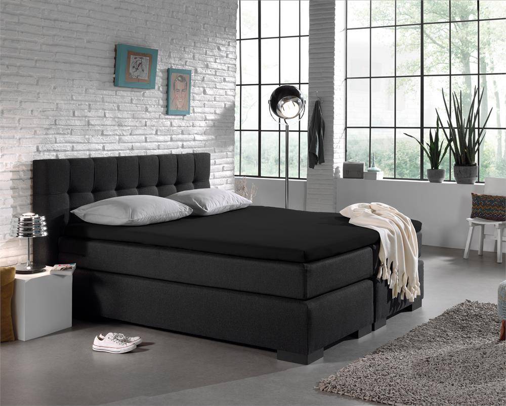 twist spier Badkamer Jersey Topper Hoeslaken Black - Beddenbriljant