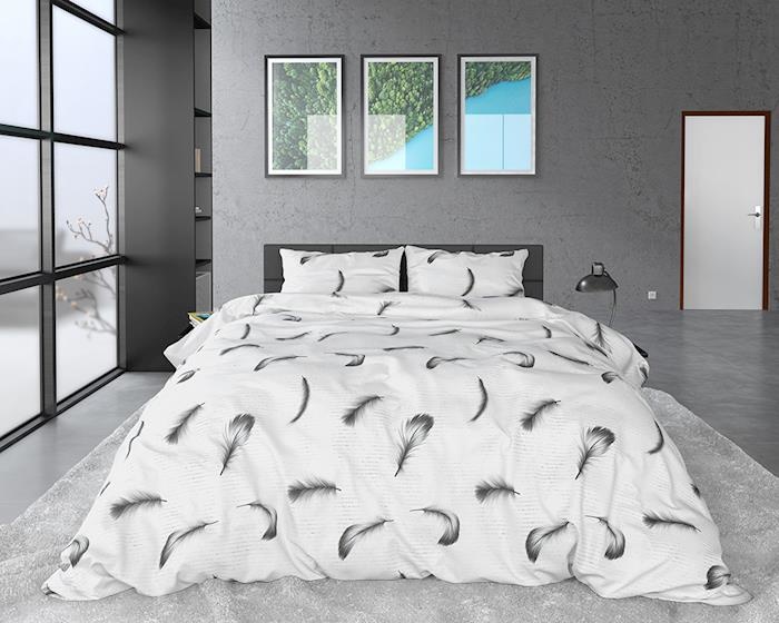FL Vintage Feathers White - flanel
