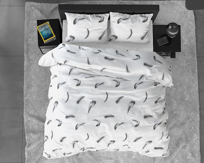 FL Vintage Feathers White - flanel