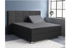 Splittopper hoeslaken katoen-Satijn antraciet